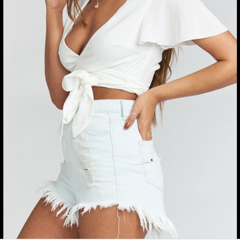Show Me Your Mumu Wyoming Distressed Denim Shorts